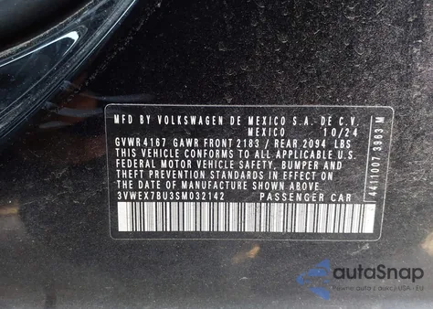 2025 Volkswagen Jetta 1.5T Se из США, поврежденный, VIN 3VWEX7BU3SM032142